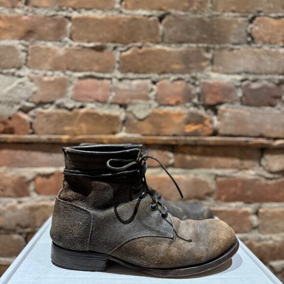 Carpe Diem Distressed Combat Boots – Black Reverse Leather - Picture 2 of 11